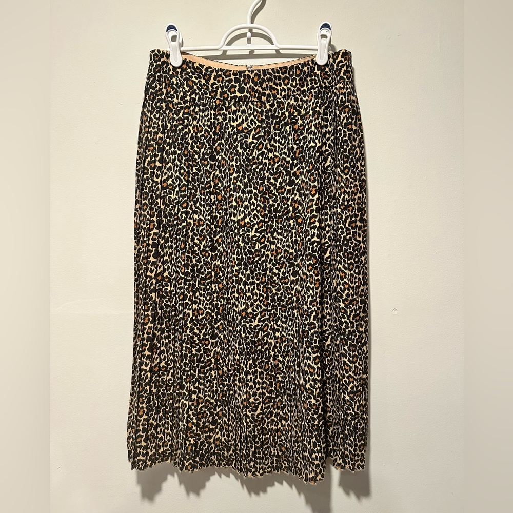 J. CREW Animal Print Chiffon Pleated Midi Skirt